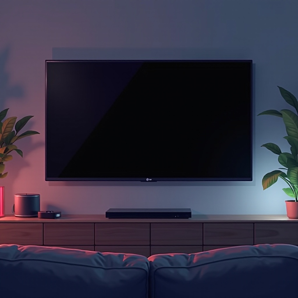 Черен екран на телевизора със звук LG