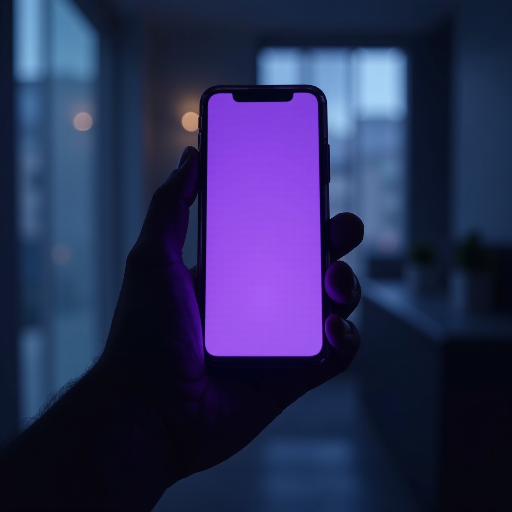 fioletowe światło na iPhone