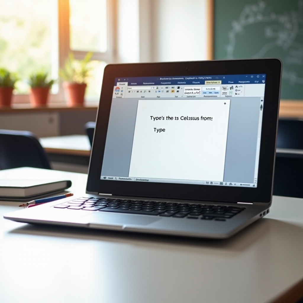 how to write celsius symbol on a school chromebook